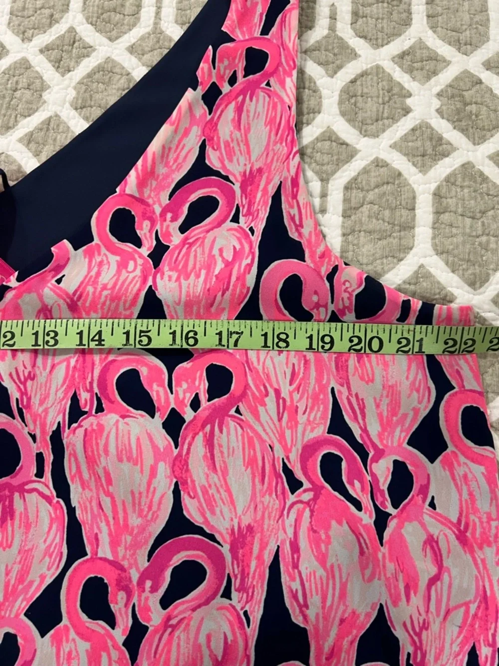 Lilly Pulitzer Navy and Hot Pink Flamingo Print Sleeveless Top - Picture 4 of 5